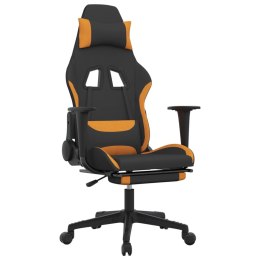 Fotel gamingowy z podnóżkiem i masażem, czarno-pomarańczowy
