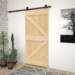 Drzwi przesuwne z osprzętem, 80x210 cm, lite drewno sosnowe