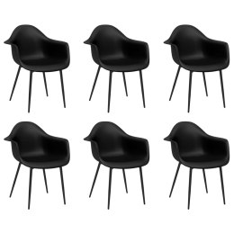 Krzesła stołowe, 6 szt., czarne, PP