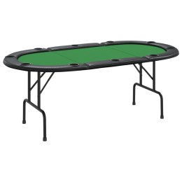 Składany stół do pokera dla 10 osób, zielony, 206x106x75 cm