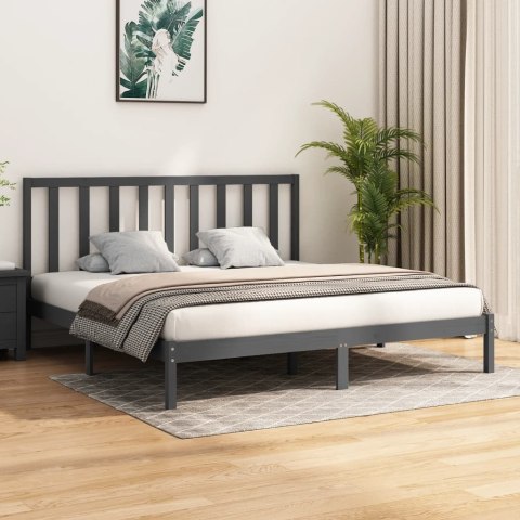 Rama łóżka, szara, lite drewno sosnowe, 180x200 cm
