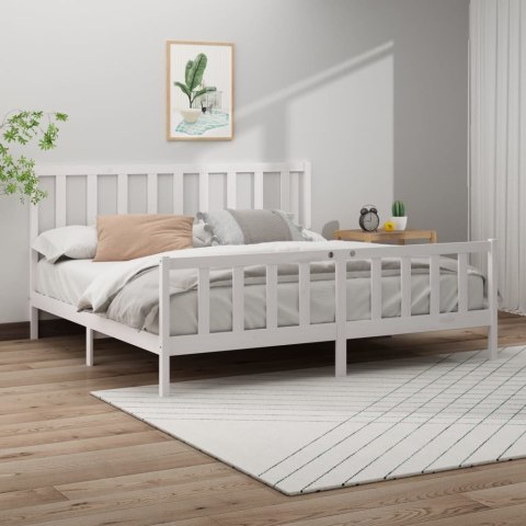 Rama łóżka, biała, lite drewno sosnowe, 180x200 cm