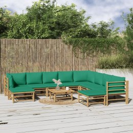 11-cz. zestaw mebli do ogrodu, zielone poduszki, bambus