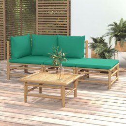 4-cz. zestaw mebli do ogrodu, zielone poduszki, bambusowy
