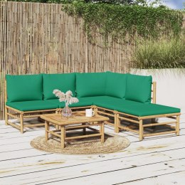 6-cz. zestaw mebli do ogrodu, zielone poduszki, bambus