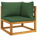 4-cz. ogrodowy zestaw wypoczynkowy, zielone poduszki, drewno