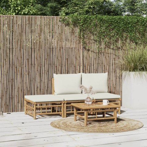 4-cz. zestaw mebli do ogrodu, kremowe poduszki, bambus