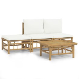 4-cz. zestaw mebli do ogrodu, kremowe poduszki, bambus
