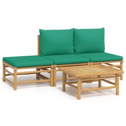 4-cz. zestaw mebli do ogrodu, zielone poduszki, bambus