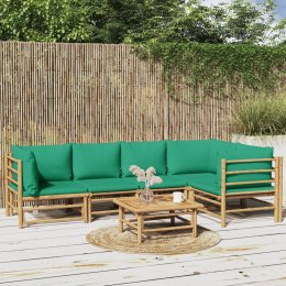 6-cz. zestaw mebli do ogrodu, zielone poduszki, bambus