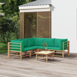 6-cz. zestaw mebli do ogrodu, zielone poduszki, bambusowy